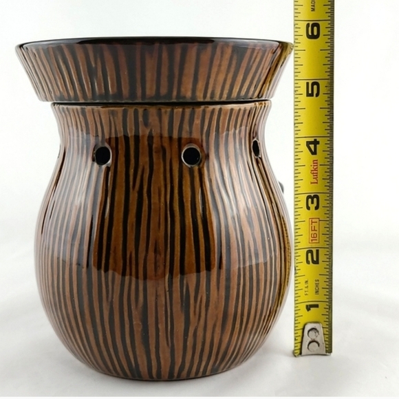 Scentsy Zingana Warmer Full Size Wax Melts Nature Wood Zebrawood Lights Up - Picture 10 of 11